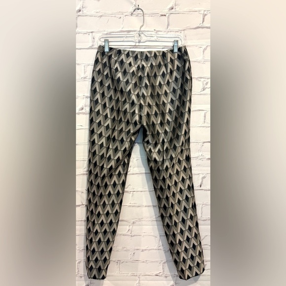 Lafayette 148 New York Silver Black Diamond Print Cropped Dressing Pants- Size 2 - Picture 2 of 7